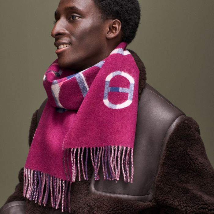 カシミヤマフラー 《シェーヌ・ダンクル・オプティック》 | Hermès 